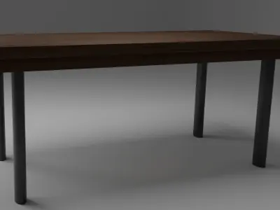 Wooden Table Free low-poly 3D model 3