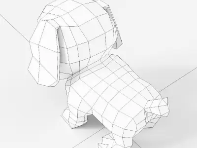 Bulldog puppy toon 3d model  Low-poly 3D model