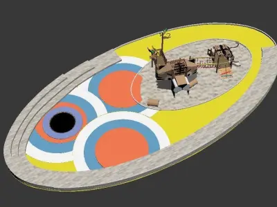 Kids outdoor tiger playset wood commercial play structure 3D model