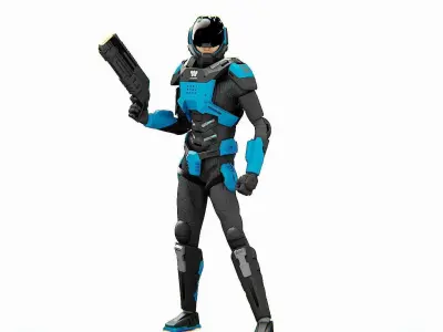 CYBER COP DC-100 Rigged for Unreal Engine - Unity - MIXAMO 3D model