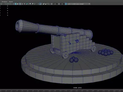 Military cannon Vintage Free low-poly 3D model