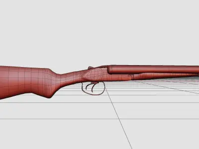 Double Barrel Shotgun Low-poly 3D model
