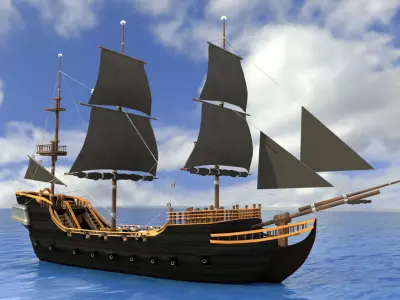 BLACK PEARL Low-poly 3D model