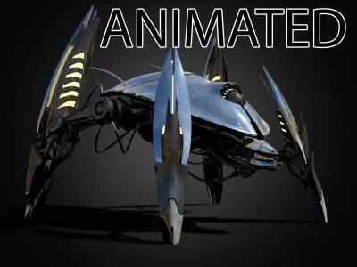 Animated Sci-Fi Quadruped Robot 3D model