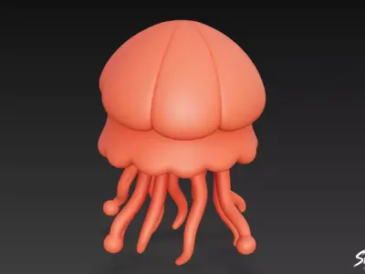 Cartoon Plush Jellyfish Low-poly 3D model