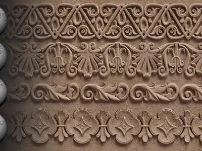 30 Ornament Trim Brush Ornament Library VOL 02 Low-poly 3D model