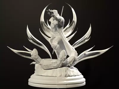 SciFi Hero Warrior Statue High Detail 3D Character Sculpt 3D print model