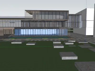 Modern commercial street Low-poly 3D model