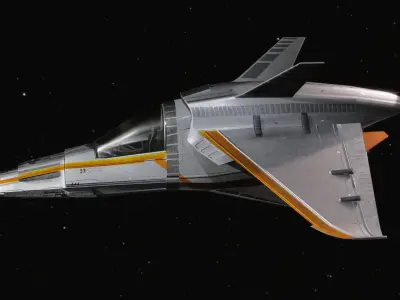 Space Ship - Rigged- High Resolution Textured - include inside Low-poly 3D model