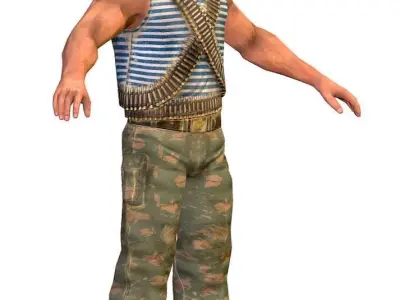 LowPoly Man Old USSR Soldier Low-poly 3D model