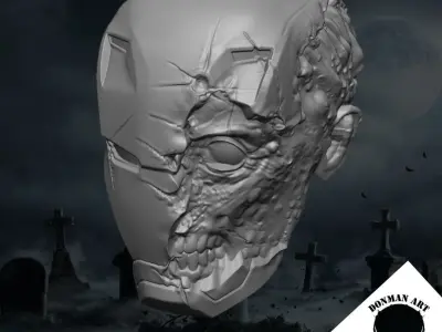 Iron Man Zombie Head for 6 inch action figures 3D print model