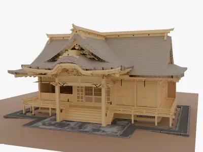 Japanese shrine Mito Hachimangu 3D model