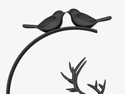 bird and deer decor Low-poly 3D model