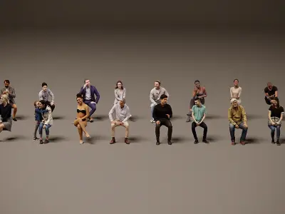 Sitting people x 20 3D model