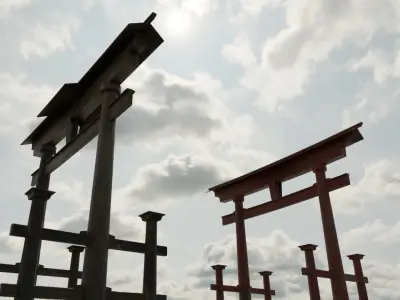 ancient tori gate Low-poly 3D model