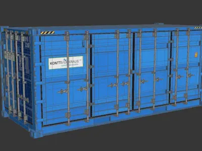 20 ft Cube Open Side Shipping Cargo Container 01 3D model