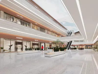 Shopping Mall interior Low-poly 3D model