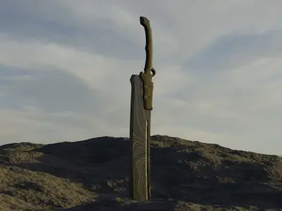 Damascus Zombie Cleaver Low-poly 3D model