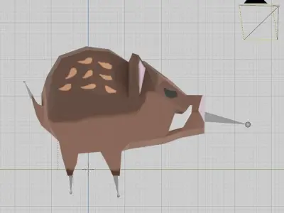 Low Polly Boar with simple rig Free 3D model
