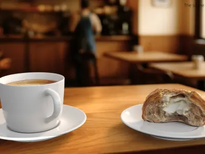 Cappuccino with Cream-Filled Croissant 3D model