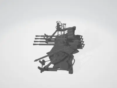 FRENCH WW2 AA GUN X4 Low-poly 3D model