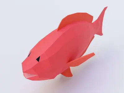Red drum fish low poly 3d model  Low-poly 3D model