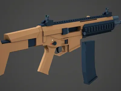 Stylized Bushmaster ACR Rifle Low Poly Mobile Ready Low-poly 3D model
