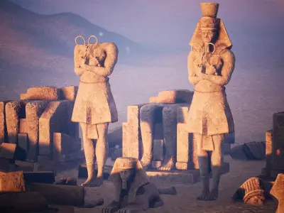 Modular Egyptian Statues 51 Assets Low-poly 3D model