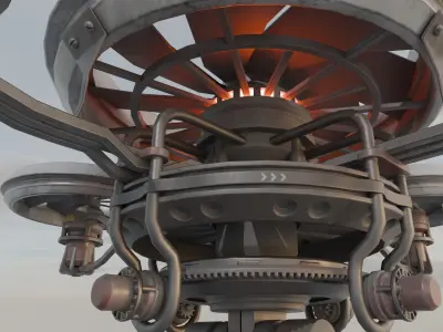 Sci-Fy futuristic assault drone Pentacopter Low-poly 3D model