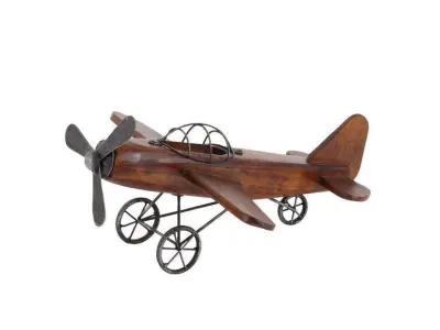 Styled Wood Metal Airplane Sculpture 3D model
