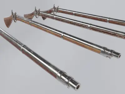 low Poly Game Ready PRB Flint Lock Rifle Low-poly 3D model
