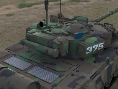 High-Quality Clean Camouflaged T90A Main Battle Tank 3D Model Low-poly 3D model