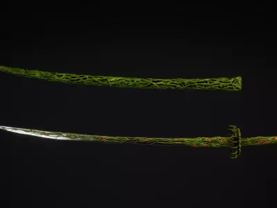 Insect Katana - Japanese Fantasy swords - Game ready 3D model Low-poly 3D model