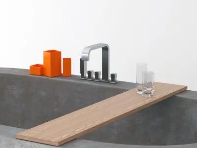 Stone bathroom on pebbles 3D model