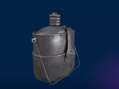 Metal Canteen and Cooking Set Low-poly 3D model