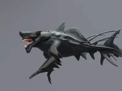 Sea monster leviathan Low-poly 3D model