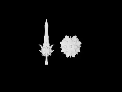 Sun - Sword and Shield Low-poly 3D model