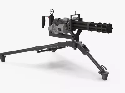 M134 Minigun Tripod Mounted Clean Low-poly 3D model