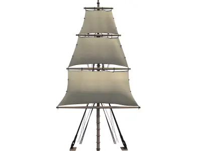 White Sailing Ship Mast 3 3D model
