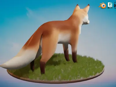Stylized Wild Fox Toon  Low-poly 3D model