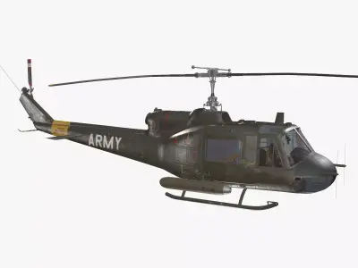 Bell UH-1B US Army Basic Animation Low-poly 3D model