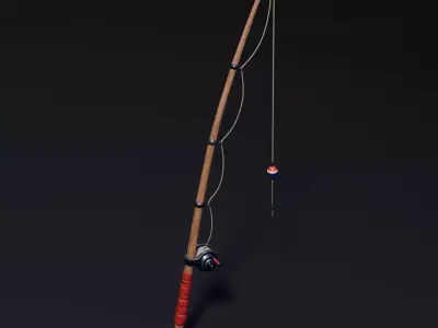 Fishing Rod - PBR Textures - Game Ready Low-poly 3D model