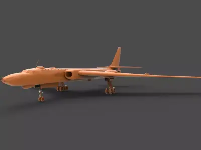 tu-16 orange fighter jet 3D print model