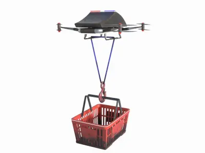 Drone carrying shopping basket 3D model