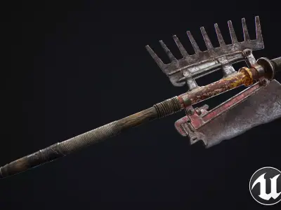 Two-handed axe Low-poly 3D model