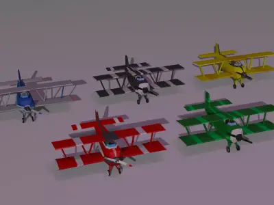 Low-Poly model 5 planes Low-poly 3D model