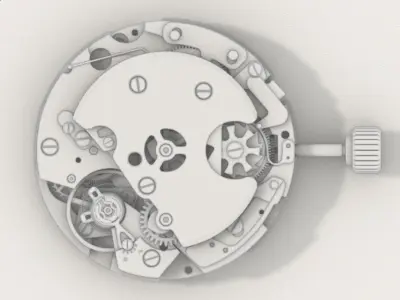 Mechanical handwinding watch movement 3D model