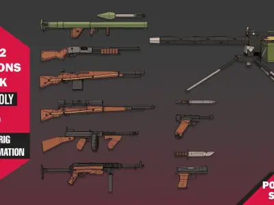 WW2 Weapons Pack Low-poly 3D model