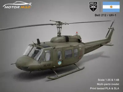 Bell 212 UH-1N Twin Huey - High Detail Helicopter 3D print model