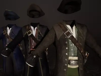 Pirate Captain Clothing Low-poly 3D model